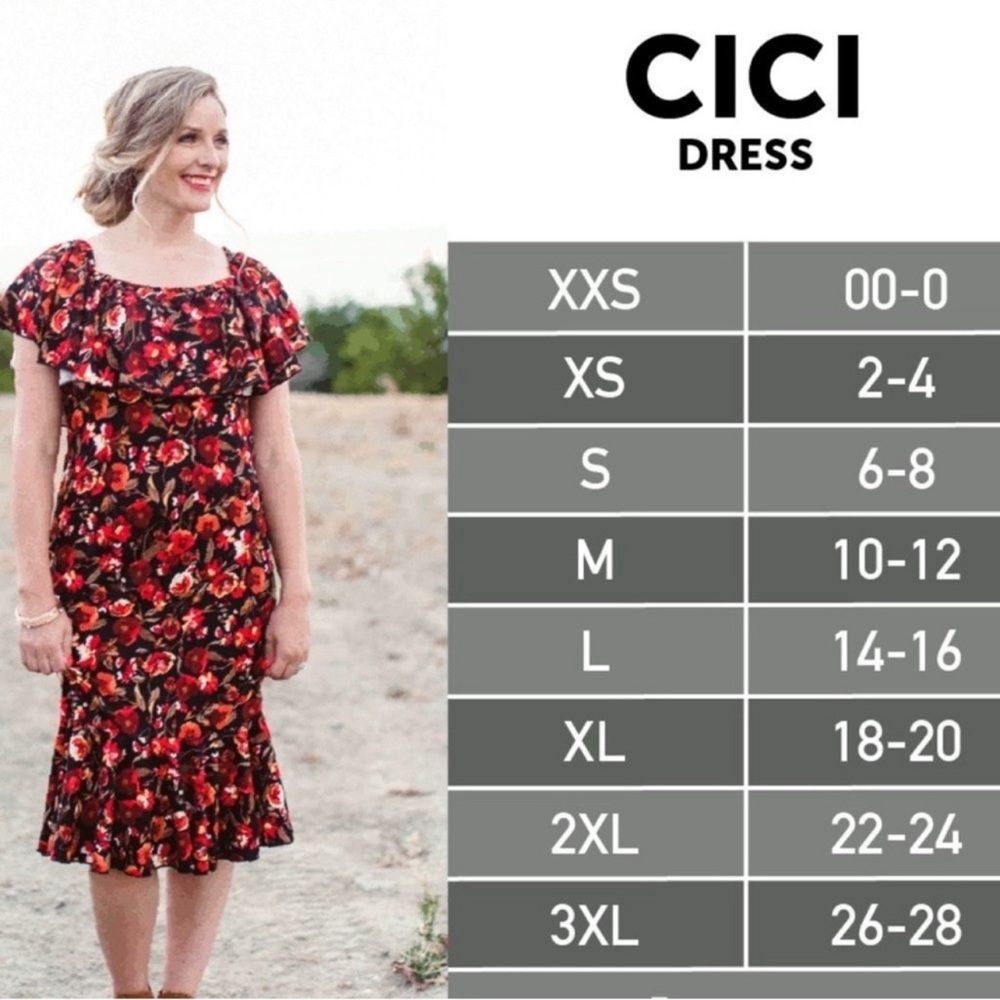 Navy Floral LuLaRoe Cici Off Shoulder Ruffled Hem Midi Dress M - Picture 16 of 16